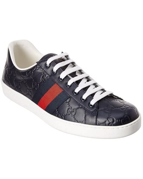 gucci ace signature leather sneaker|gucci ace sneakers men's.